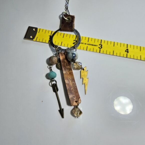 *Sale* Handmade Long Multicolored Metal Pendant Necklace Courage 34-38.5" - Picture 9 of 14